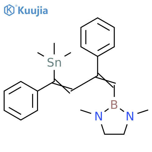 1,3,2-Diazaborolidine, 2-[2,4-diphenyl-4-(trimethylstannyl)-1,3-butadien-1-yl]-1,3-dimethyl- structure