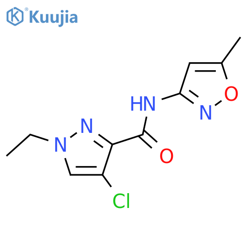 4-chloro-1-ethyl-N-(5-methyl-3-isoxazolyl)-1H-pyrazole-3-carboxamide structure