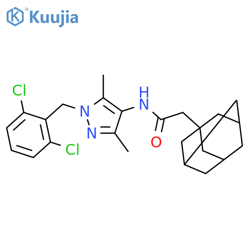 <br>2-(1-adamantyl)-N-[1-(2,6-dichlorobenzyl)-3,5-dimethyl-1H-pyrazol-4-yl]acet amide structure