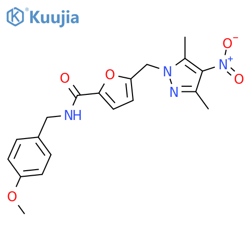 <br>5-({4-nitro-3,5-dimethyl-1H-pyrazol-1-yl}methyl)-N-(4-methoxybenzyl)-2-fura mide structure
