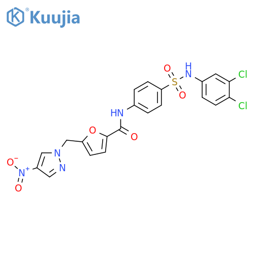 <br>N-(4-{[(3,4-dichlorophenyl)amino]sulfonyl}phenyl)-5-[(4-nitro-1H-pyrazol-1- yl)methyl]-2-furamide structure
