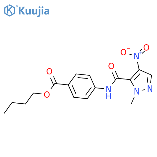 butyl 4-{[(1-methyl-4-nitro-1H-pyrazol-5-yl)carbonyl]amino}benzoate structure