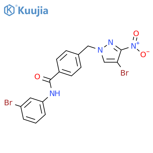 4-({4-bromo-3-nitro-1H-pyrazol-1-yl}methyl)-N-(3-bromophenyl)benzamide structure