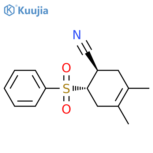 3-Cyclohexene-1-carbonitrile, 3,4-dimethyl-6-(phenylsulfonyl)-, (1R,6S)-rel- structure