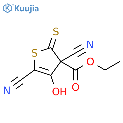 3-Thiophenecarboxylic acid, 3,5-dicyano-2,3-dihydro-4-hydroxy-2-thioxo-, ethyl ester structure