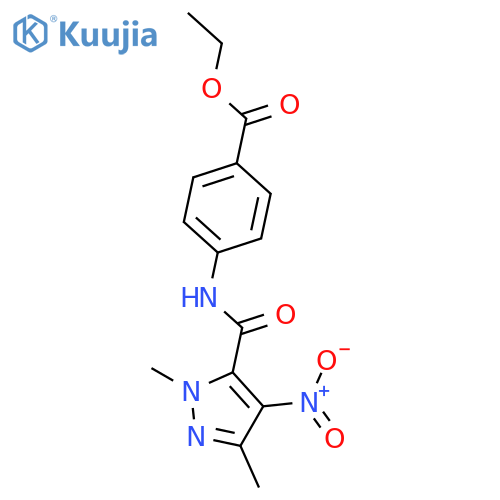 ethyl 4-[({4-nitro-1,3-dimethyl-1H-pyrazol-5-yl}carbonyl)amino]benzoate structure