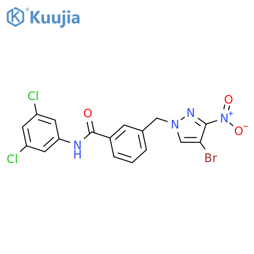 3-(4-Bromo-3-nitro-pyrazol-1-ylmethyl)-N-(3,5-dichloro-phenyl)-benzamide structure
