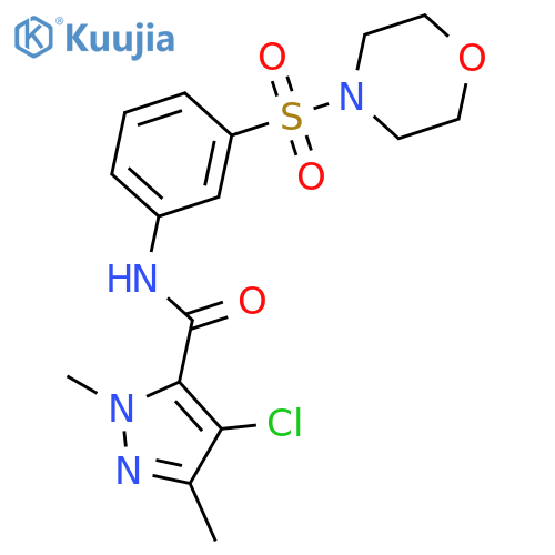<br>4-chloro-1,3-dimethyl-N-[3-(4-morpholinylsulfonyl)phenyl]-1H-pyrazole-5-car boxamide structure