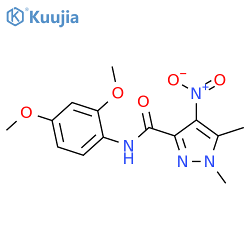 N-(2,4-dimethoxyphenyl)-1,5-dimethyl-4-nitro-1H-pyrazole-3-carboxamide structure