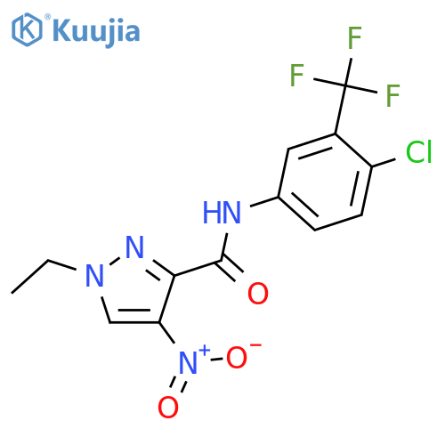 <br>N-[4-chloro-3-(trifluoromethyl)phenyl]-1-ethyl-4-nitro-1H-pyrazole-3-carbox amide structure