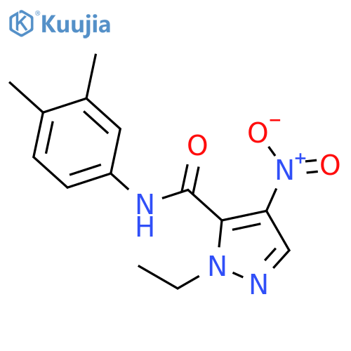 N-(3,4-dimethylphenyl)-1-ethyl-4-nitro-1H-pyrazole-5-carboxamide structure