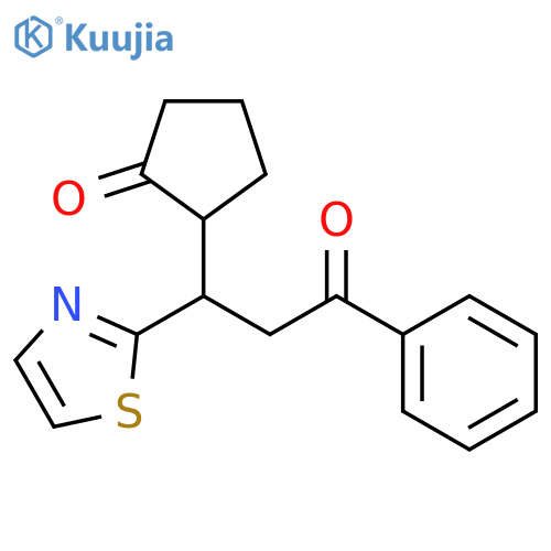 CYCLOPENTANONE, 2-[3-OXO-3-PHENYL-1-(2-THIAZOLYL)PROPYL]- structure