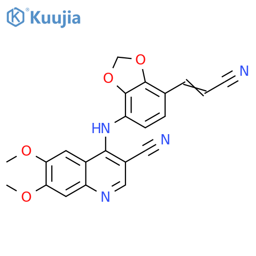 3-Quinolinecarbonitrile, 4-[[7-(2-cyanoethenyl)-1,3-benzodioxol-4-yl]amino]-6,7-dimethoxy- structure
