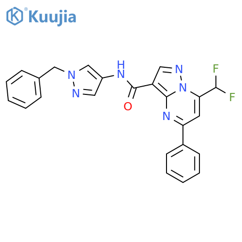<br>N-(1-benzyl-1H-pyrazol-4-yl)-7-(difluoromethyl)-5-phenylpyrazolo[1,5-a]pyri midine-3-carboxamide structure