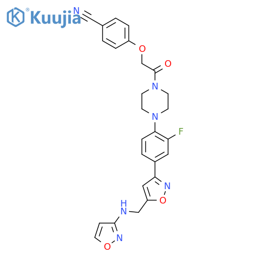 Piperazine,1-[(4-cyanophenoxy)acetyl]-4-[2-fluoro-4-[5-[(3-isoxazolylamino)methyl]-3-isoxazolyl]phenyl]- structure
