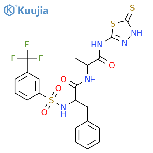 L-Alaninamide,N-[[3-(trifluoromethyl)phenyl]sulfonyl]-L-phenylalanyl-N-(4,5-dihydro-5-thioxo-1,3,4-thiadiazol-2-yl)- structure