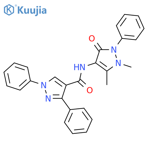 <br>N-(1,5-dimethyl-3-oxo-2-phenyl-2,3-dihydro-1H-pyrazol-4-yl)-1,3-diphenyl-1H -pyrazole-4-carboxamide structure