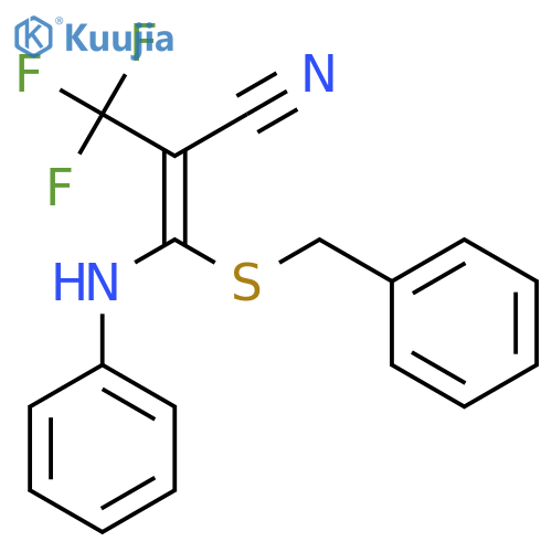 2-Propenenitrile,3-(phenylamino)-3-[(phenylmethyl)thio]-2-(trifluoromethyl)- structure