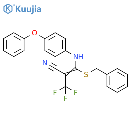 2-Propenenitrile,3-[(4-phenoxyphenyl)amino]-3-[(phenylmethyl)thio]-2-(trifluoromethyl)- structure