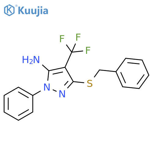 1H-Pyrazol-5-amine, 1-phenyl-3-[(phenylmethyl)thio]-4-(trifluoromethyl)- structure