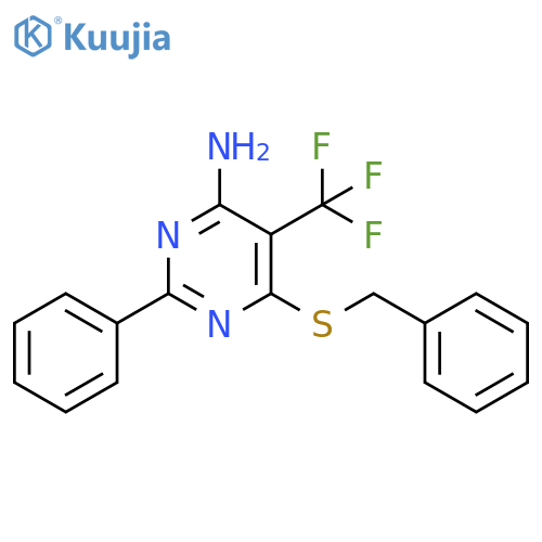 4-Pyrimidinamine, 2-phenyl-6-[(phenylmethyl)thio]-5-(trifluoromethyl)- structure