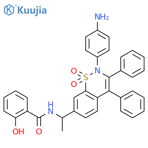 Benzamide,N-[1-[2-(4-aminophenyl)-1,1-dioxido-3,4-diphenyl-2H-1,2-benzothiazin-7-yl]ethyl]-2-hydroxy- structure