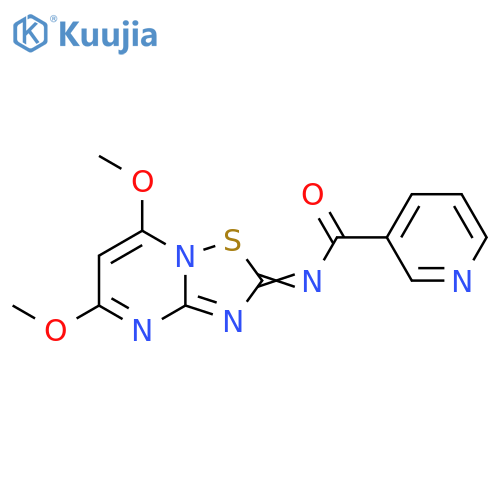 3-Pyridinecarboxamide,N-(5,7-dimethoxy-2H-[1,2,4]thiadiazolo[2,3-a]pyrimidin-2-ylidene)- structure