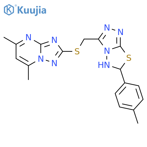 [1,2,4]Triazolo[1,5-a]pyrimidine,2-[[[5,6-dihydro-6-(4-methylphenyl)-1,2,4-triazolo[3,4-b][1,3,4]thiadiazol-3-yl]methyl]thio]-5,7-dimethyl- structure