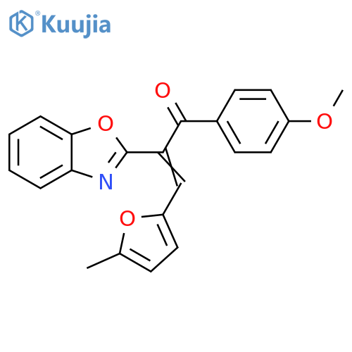 (2Z)-2-(1,3-benzoxazol-2-yl)-1-(4-methoxyphenyl)-3-(5-methylfuran-2-yl)prop-2-en-1-one structure