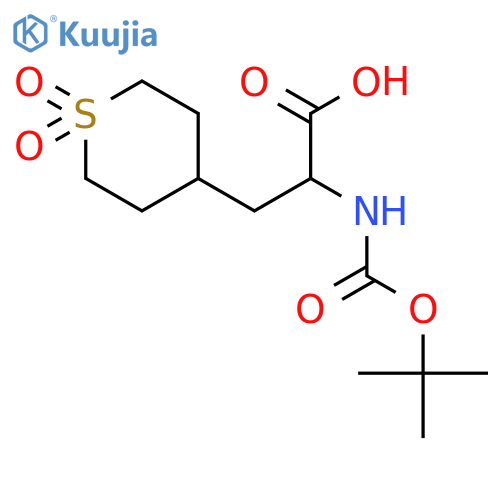2-[(Tert-butoxycarbonyl)amino]-3-(1,1-dioxidotetrahydro-2H-thiopyran-4-yl)propanoic acid structure