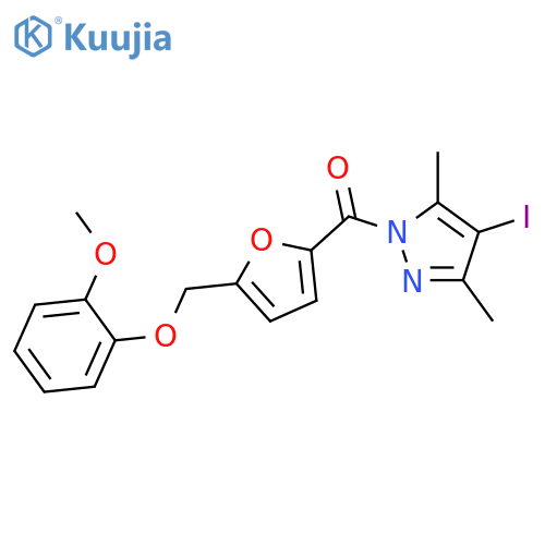4-iodo-1-{5-[(2-methoxyphenoxy)methyl]-2-furoyl}-3,5-dimethyl-1H-pyrazole structure