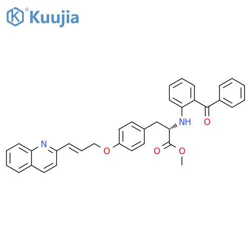 L-Tyrosine, N-(2-benzoylphenyl)-O-[(2E)-3-(2-quinolinyl)-2-propenyl]-,methyl ester structure