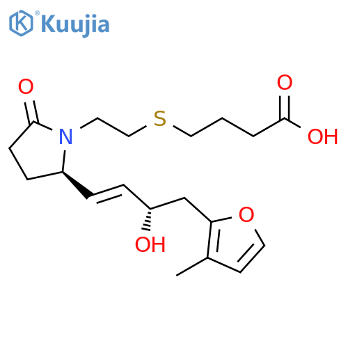 Butanoic acid,4-[[2-[(2R)-2-[(1E,3S)-3-hydroxy-4-(3-methyl-2-furanyl)-1-butenyl]-5-oxo-1-pyrrolidinyl]ethyl]thio]- structure