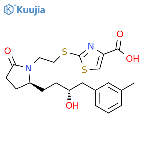 4-Thiazolecarboxylic acid,2-[[2-[(2S)-2-[(3R)-3-hydroxy-4-(3-methylphenyl)butyl]-5-oxo-1-pyrrolidinyl]ethyl]thio]- structure