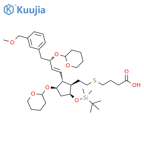 Butanoic acid,4-[[2-[(1R,2R,3R,5S)-5-[[(1,1-dimethylethyl)dimethylsilyl]oxy]-2-[(1E,3S)-4-[3-(methoxymethyl)phenyl]-3-[(tetrahydro-2H-pyran-2-yl)oxy]-1-butenyl]-3-[(tetrahydro-2H-pyran-2-yl)oxy]cyclopentyl]ethyl]thio]- structure