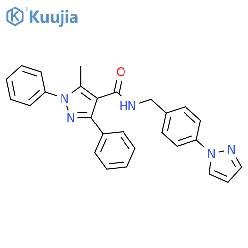 <br>5-Methyl-1,3-diphenyl-1H-pyrazole-4-carboxylic acid 4-pyrazol-1-yl-benzylam ide structure