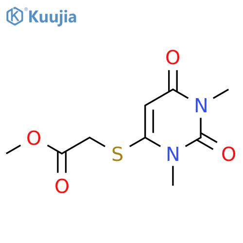 methyl 2-(1,3-dimethyl-2,6-dioxo-1,2,3,6-tetrahydropyrimidin-4-yl)sulfanylacetate structure