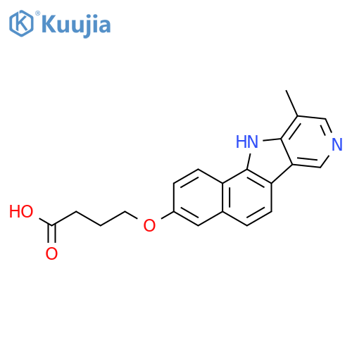 Butanoic acid, 4-[(10-methyl-11H-benzo[g]pyrido[4,3-b]indol-3-yl)oxy]- structure