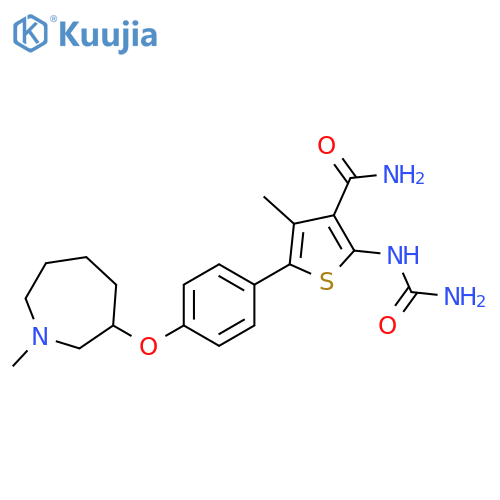 3-Thiophenecarboxamide,2-[(aminocarbonyl)amino]-5-[4-[(hexahydro-1-methyl-1H-azepin-3-yl)oxy]phenyl]-4-methyl- structure
