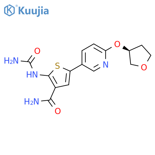 3-Thiophenecarboxamide,2-[(aminocarbonyl)amino]-5-[6-[[(3S)-tetrahydro-3-furanyl]oxy]-3-pyridinyl]- structure