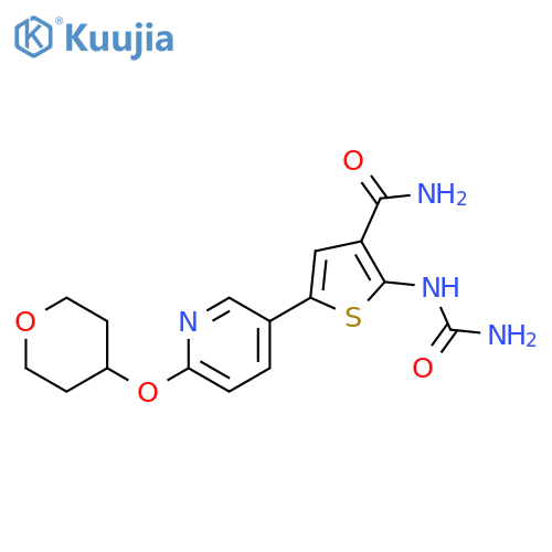 3-Thiophenecarboxamide,2-[(aminocarbonyl)amino]-5-[6-[(tetrahydro-2H-pyran-4-yl)oxy]-3-pyridinyl]- structure