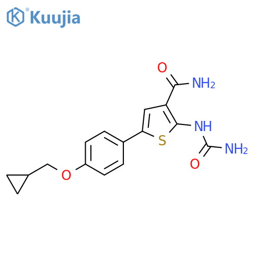 3-Thiophenecarboxamide,2-[(aminocarbonyl)amino]-5-[4-(cyclopropylmethoxy)phenyl]- structure