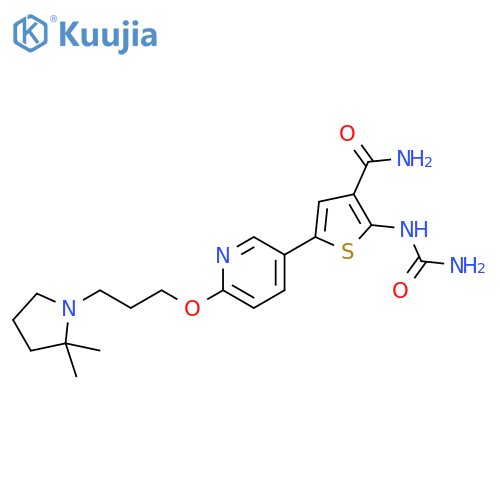 3-Thiophenecarboxamide,2-[(aminocarbonyl)amino]-5-[6-[3-(2,2-dimethyl-1-pyrrolidinyl)propoxy]-3-pyridinyl]- structure