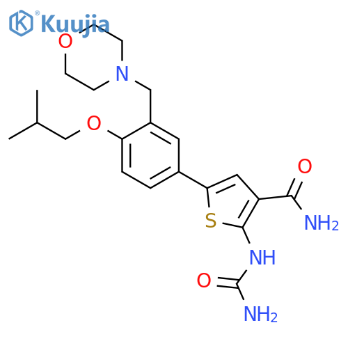 3-Thiophenecarboxamide,2-[(aminocarbonyl)amino]-5-[4-(2-methylpropoxy)-3-(4-morpholinylmethyl)phenyl]- structure
