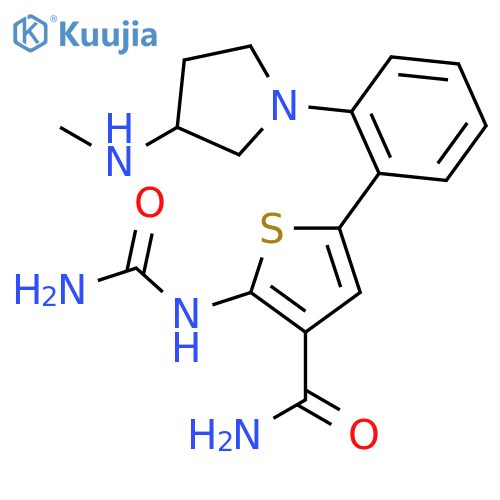 3-Thiophenecarboxamide,2-[(aminocarbonyl)amino]-5-[2-[3-(methylamino)-1-pyrrolidinyl]phenyl]- structure