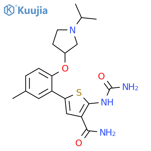 3-Thiophenecarboxamide,2-[(aminocarbonyl)amino]-5-[5-methyl-2-[[1-(1-methylethyl)-3-pyrrolidinyl]oxy]phenyl]- structure