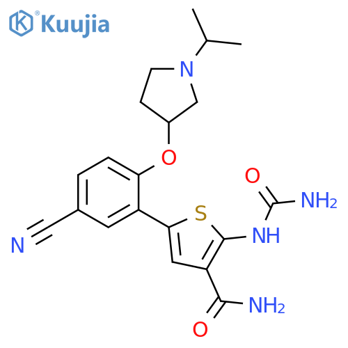 3-Thiophenecarboxamide,2-[(aminocarbonyl)amino]-5-[5-cyano-2-[[1-(1-methylethyl)-3-pyrrolidinyl]oxy]phenyl]- structure