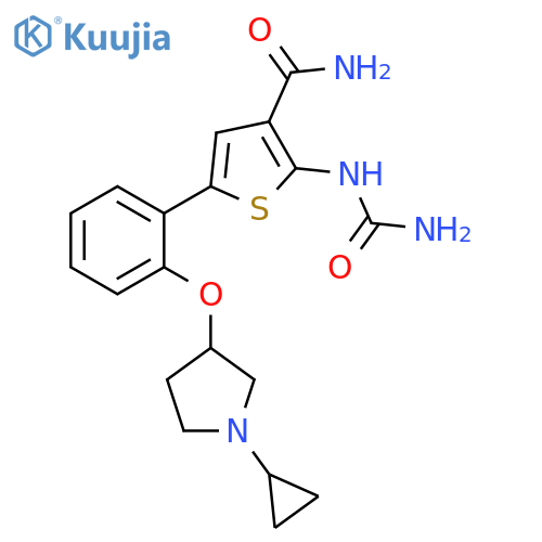 3-Thiophenecarboxamide,2-[(aminocarbonyl)amino]-5-[2-[(1-cyclopropyl-3-pyrrolidinyl)oxy]phenyl]- structure