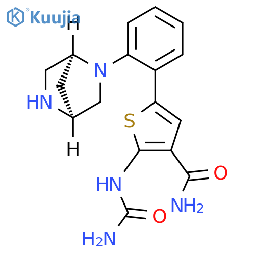 3-Thiophenecarboxamide,2-[(aminocarbonyl)amino]-5-[2-(1S,4S)-2,5-diazabicyclo[2.2.1]hept-2-ylphenyl]- structure