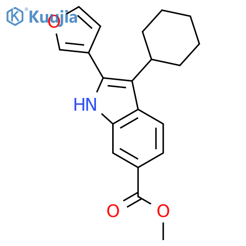 1H-Indole-6-carboxylicacid, 3-cyclohexyl-2-(3-furanyl)-, methyl ester structure